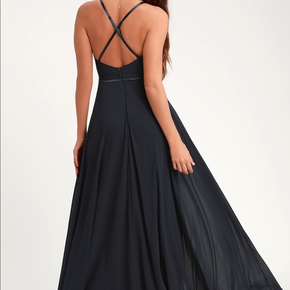 Lulu’s Prom Formal Bridesmaids Blue Maxi Dress - Picture 3 of 5